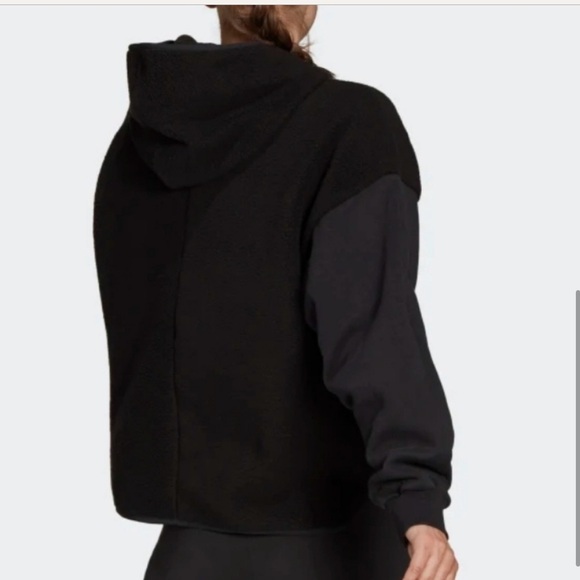 🛍️NEW Adidas Essentials Golden Logo Fleece Hoodie Women Green small nwt - Picture 5 of 6